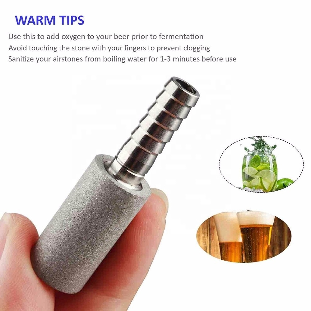 Stainless Steel 2 Micron Diffusion Stone with 1/4'' Barb Home brewing for Beer Water