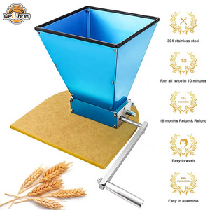 Stainless Steel 2 Roller Grain Malt Mill Homebrew Manual  Malt Crusher Grain Crusher Adjustable Barley Grinder With Wooden Base