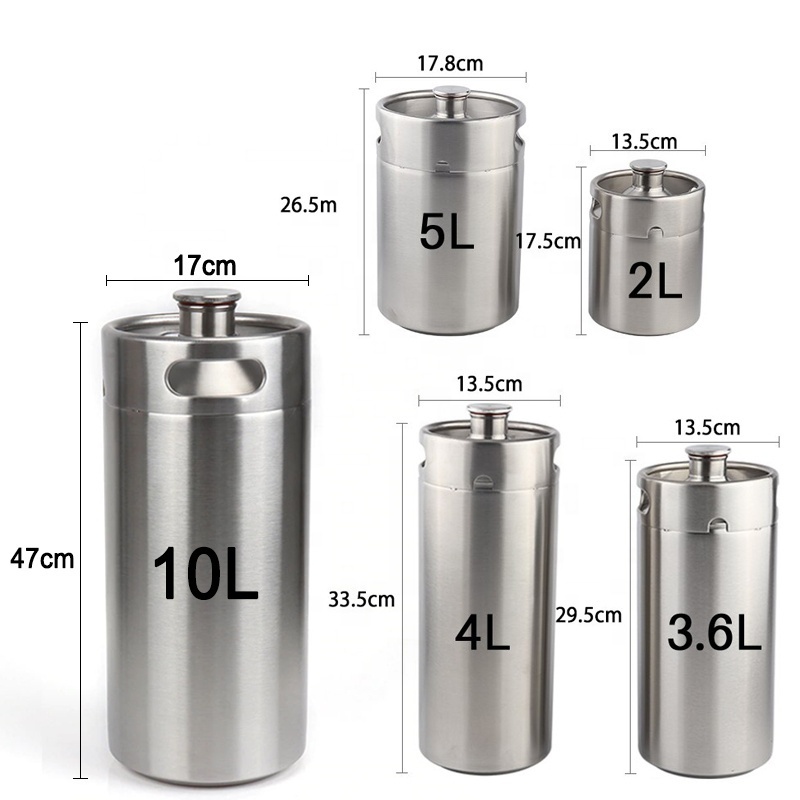 Food Grade 2L 3.6L 4L 5L 10L Stainless Steel 304 Slim Barril De Cerveza Beer Keg with Free LOGO Custom