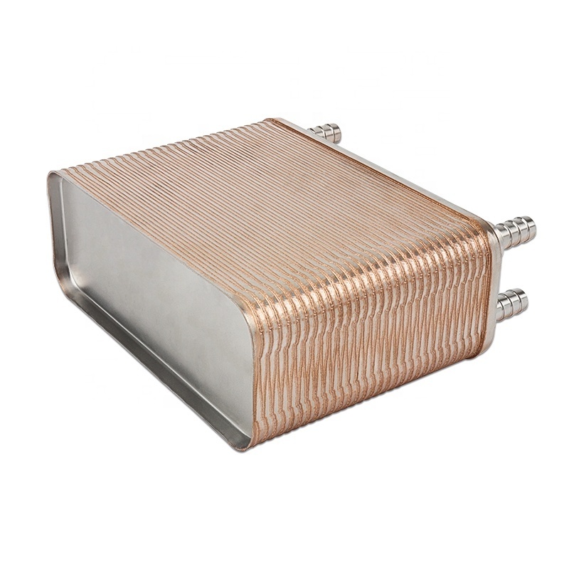 Stainless Steel 60 Plate Wort Chiller Brazed Plate Heat Exchanger with 1/2 NPT Barb Adapter for Hydronic Heating