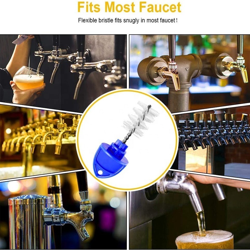 Custom Logo Beer Faucet Tap Plug Cleaning Hygiene Brush Draft Beer Tap Plug for Restaurant Home Party Bar (Blue)