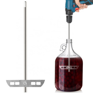 Wine Beer Degassing Stirrer for Wine Stainless Steel 304 Drill Mixer Rod Attachment Wand w/Paddles Mixing Degasser Agitator Tool