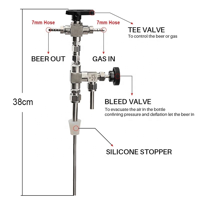 Home Brewing Beer Stainless Steel 304 Counter Pressure Beer Bottle Filler Gun