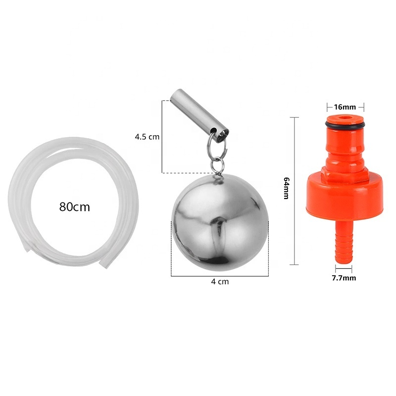 Orange Plastic Carbonation Cap Stainless Steel Ball Float 80cm Silicone Dip Tube For Conical All Rounder Fermenter Keg