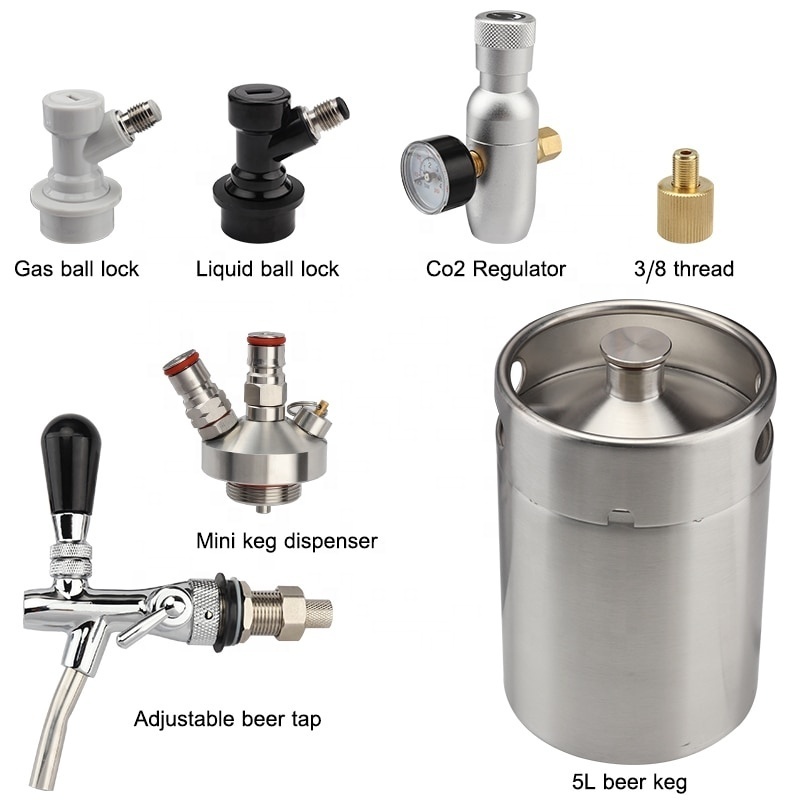 Bar Homebrew Growler 5L Beer Dispenser Mini Stainless Steel Cerveza Barril Keg