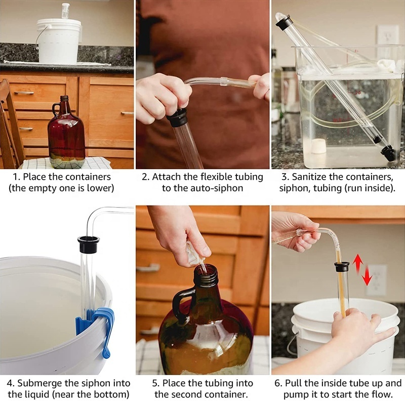 New Regular Bottling Auto Siphon Racking Transferring for Wine Beer Kombucha Moonshine Liquid with Hose and Clamp