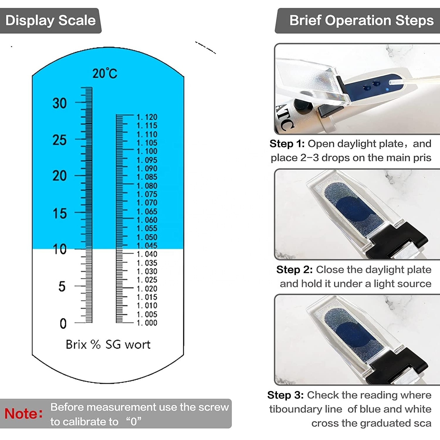 Dual Scale-Specific Gravity 1.000-1.130 and Brix 0-32% Digital Handheld Brix Refractometer with ATC for Beer Wine Brewing