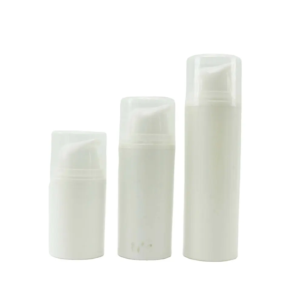 15ml 30ml 50ml white airless pump bottle with gold line cap PP airless cosmetic pump bottle for lotion cream pump-AN8