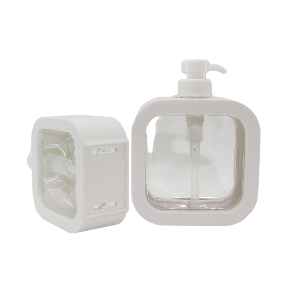 new design 10oz 17oz square cosmetic pump plastic shampoo bottle with white pump for shampoo lotion conditioner PB-03S