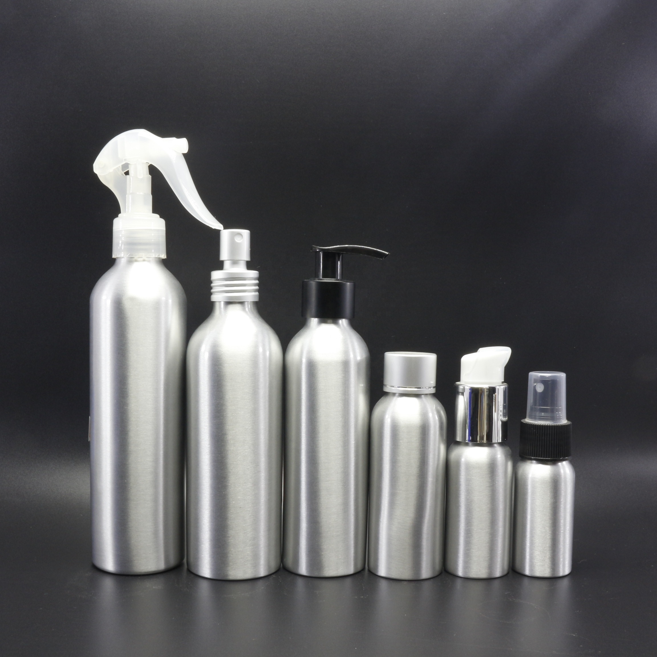 30ml 50ml 100ml 250ml 500ml black silver aluminum water mist spray pump bottle for cleaner shampoo cosmetic packaging ALB-15B