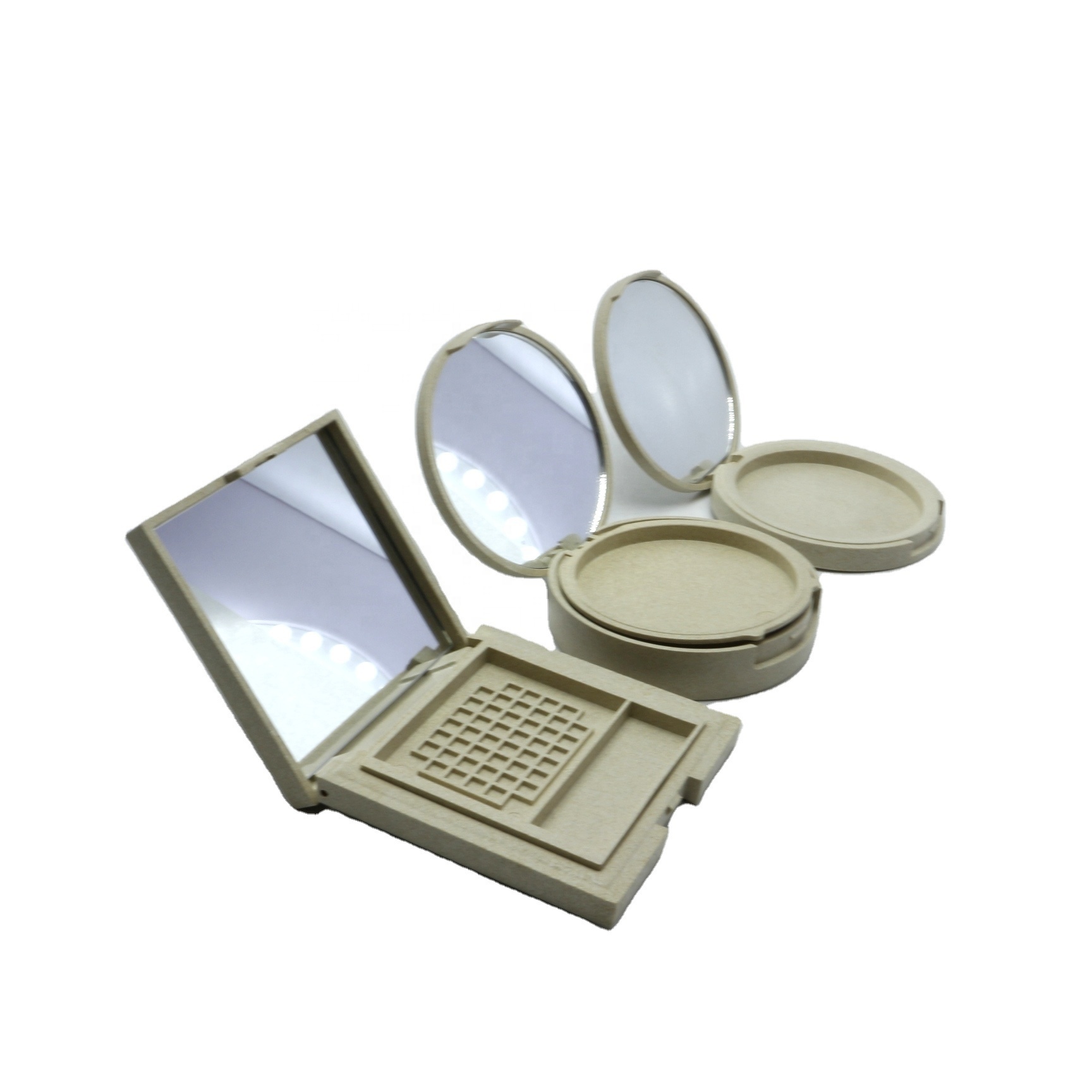 loose powder containers makeup Air Cushion Case empty plastic compact powder Wheat Straw packaging AC-666RL