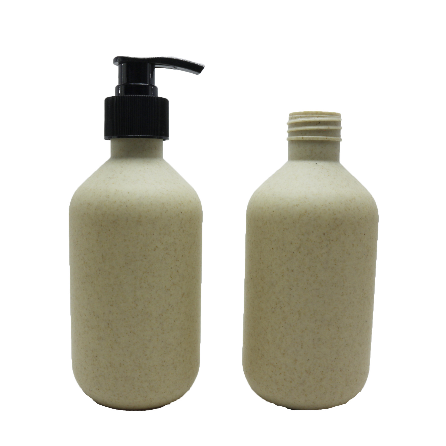 100Ml 300Ml 500Ml Cosmetic Packaging Pink Blue Eco Friendly Biodegradable Square Wheat Straw Shampoo Plastic Bottle PLA-P10