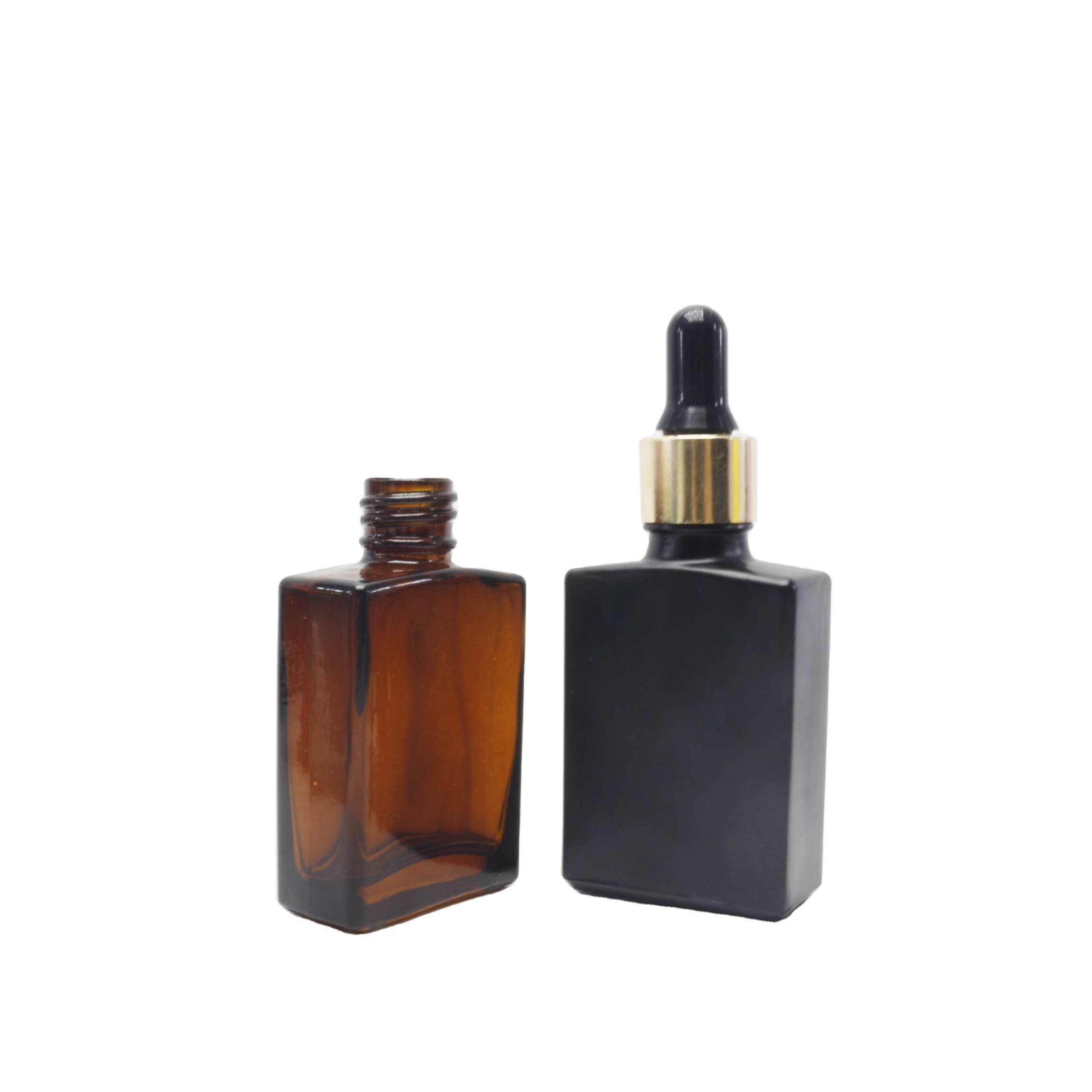 1oz square amber black glass spray bottle for perfume essential oil hair oil cosmetic bottle packaging GB-132B