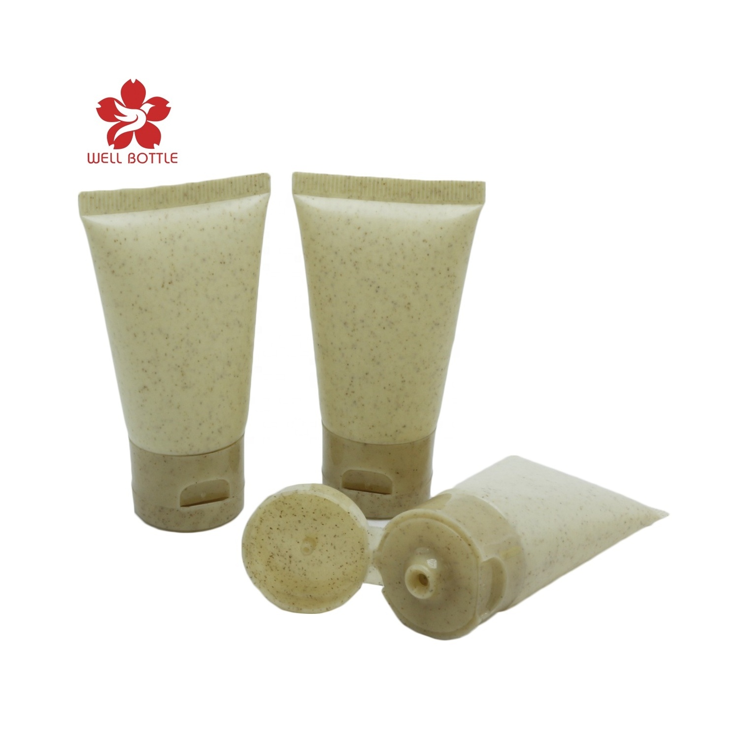 biodegradable cosmetic packaging eco friendly custom wheat straw plastic soft tube for lip balm hand cream squeeze PT-19B