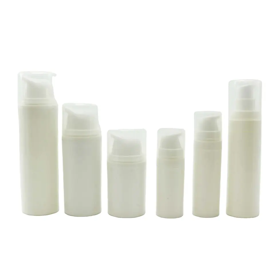 15ml 30ml 50ml white airless pump bottle with gold line cap PP airless cosmetic pump bottle for lotion cream pump-AN8