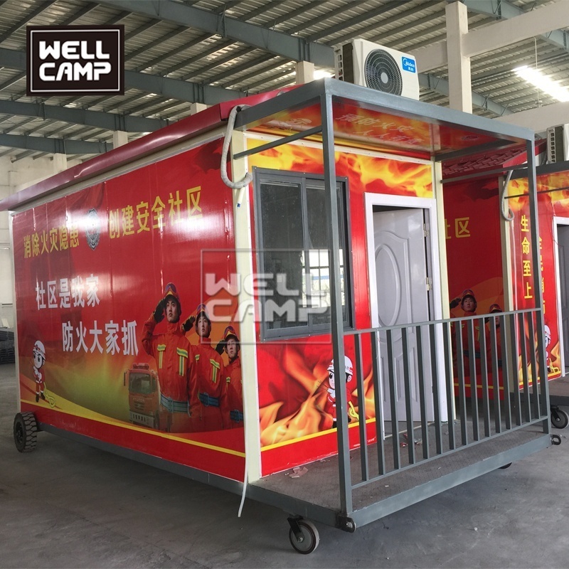 Wellcamp trailer house detachable container house with wheels for fire department custom built mobile homes