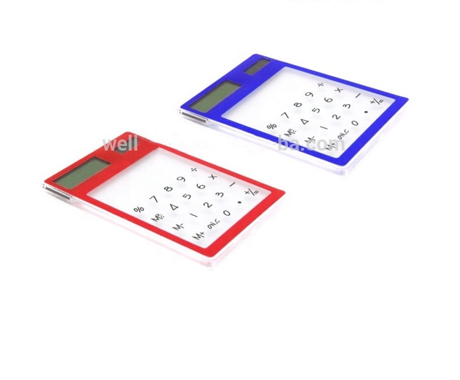 Promotion Mini Size Fancy Touch Screen Transparent Solar Power Calculator