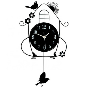 Creative iron electronic clock living room decoration quartz clock magpie house wall clock