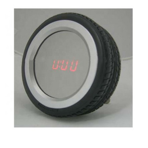 Fashion Wheel LED Digital Mirror Tyre Shape Table Alarm Table Clock