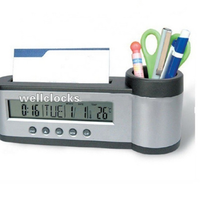 Modern Large Numbers Digital Calendar Office Desktop Plastic Pen Holder