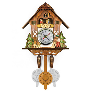 High Quality Nordic Style Modern Cuckoo Clock with Bird Sound  For Home Decor Unique Gift Vintage Pendulum Cuckoo Wall Clock