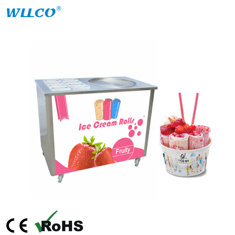 Customized Wholesale Fast Frozen Yogurt Ice Cream Roll Machine Single Or Double Pans Ice Cream Roll Machine