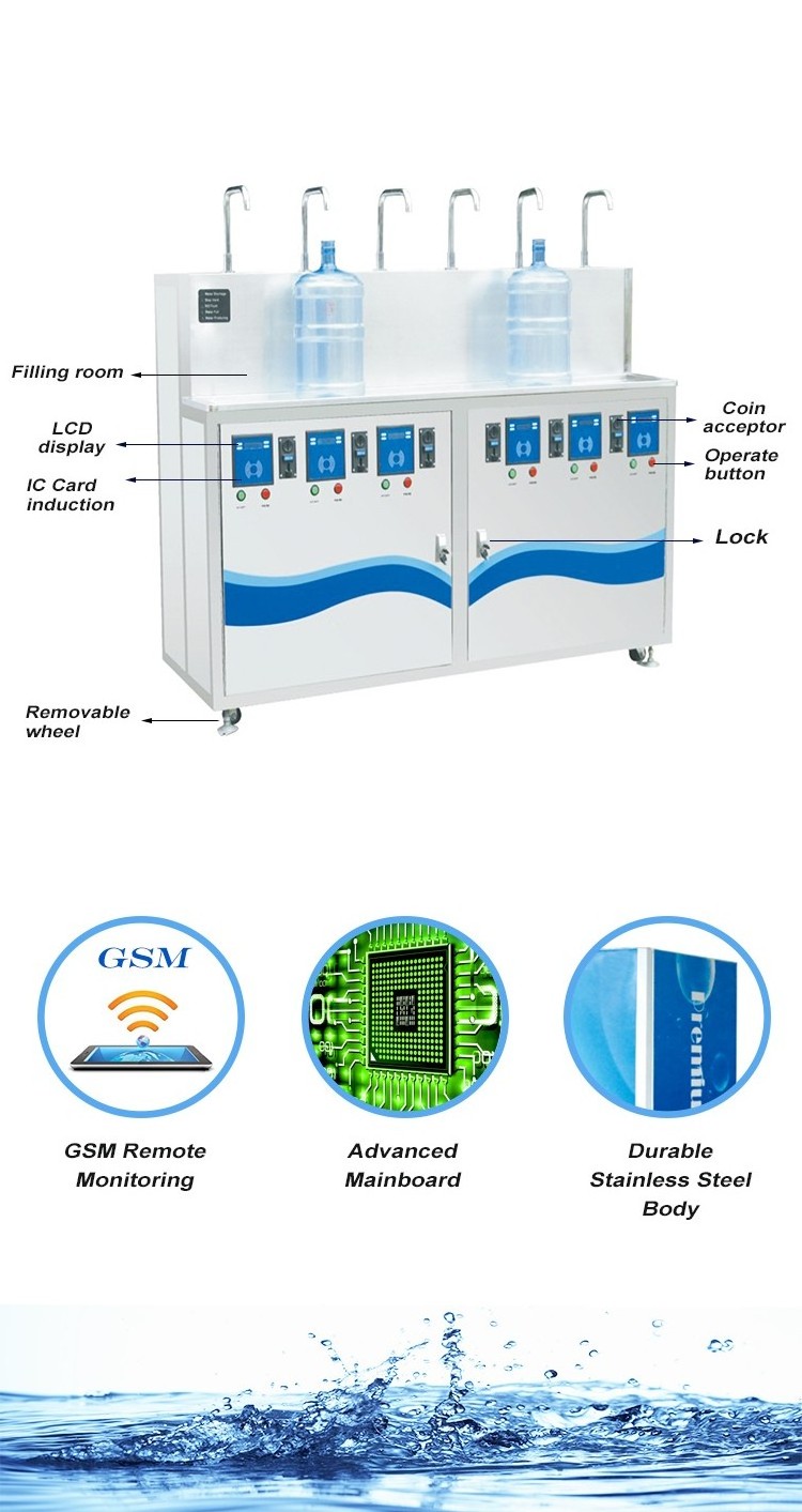 School Subway Hotel Hospital Water Vending Machine with 6 outlets