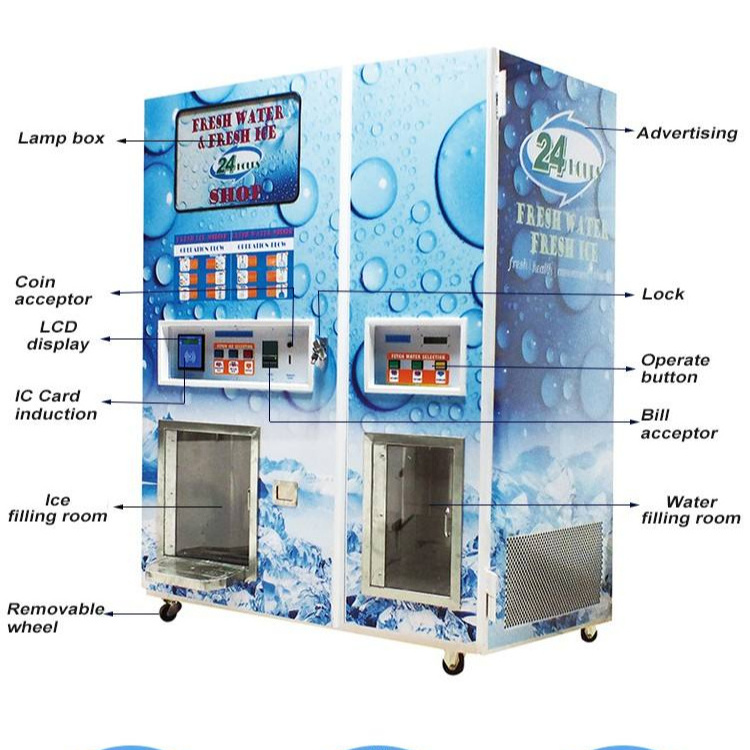 Professional Coin-operated IC Card Accept Self-service Fresh Water Ice Maker Vending Machine