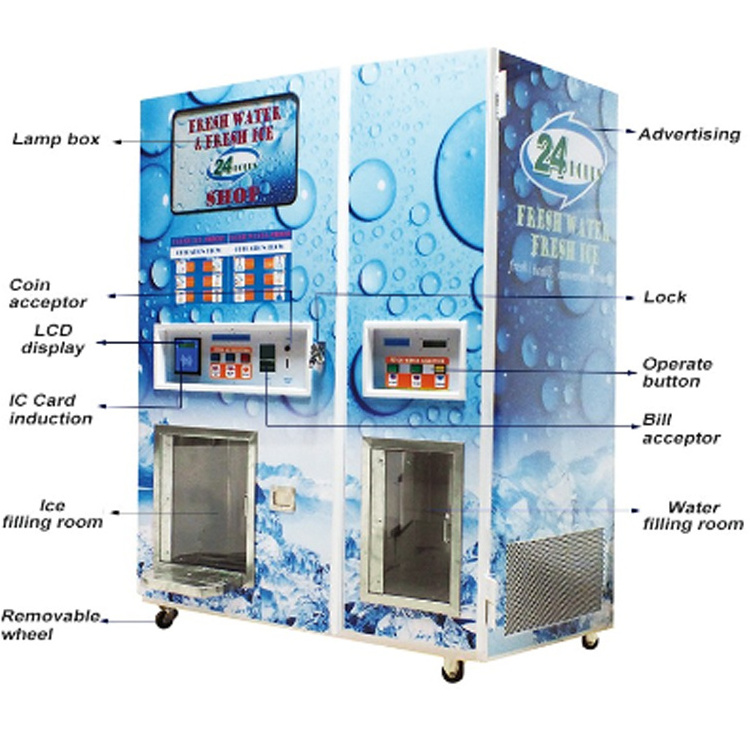 Coin Operated Ic Card Operation Manufacturer Direct Sale Ice Cube Vending Machine With Automatic Bagging