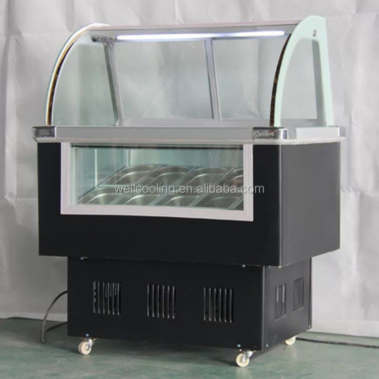 New Design Professinal Energy Efficient Table Top Curved Glass Display Freezer