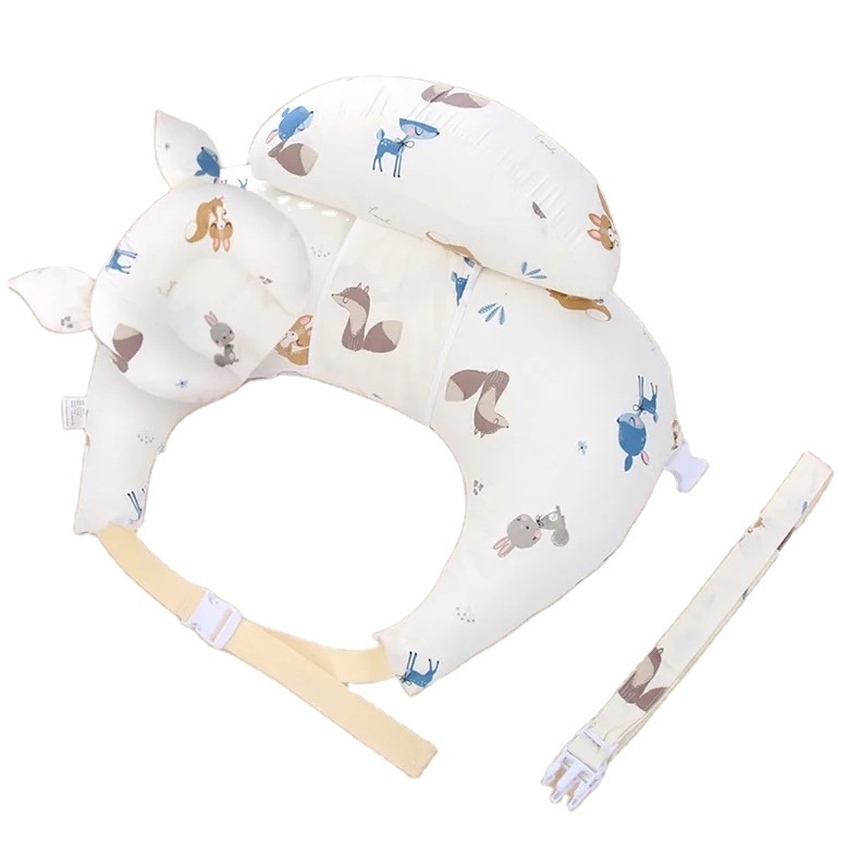 Removable Cotton Cover Mom and baby Breast Feeding Pillows with Safety Bumper and Adjustable Waist Straps