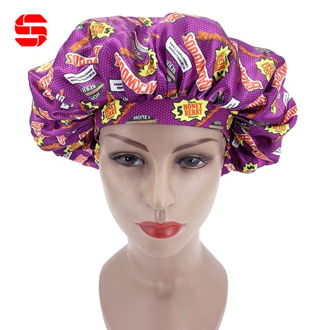 Custom Luxury Sleeping Caps Real Satin Sleep Caps Hat Double Layers Silk Satin Shower Bonnets Hair Women Designer Bonnet