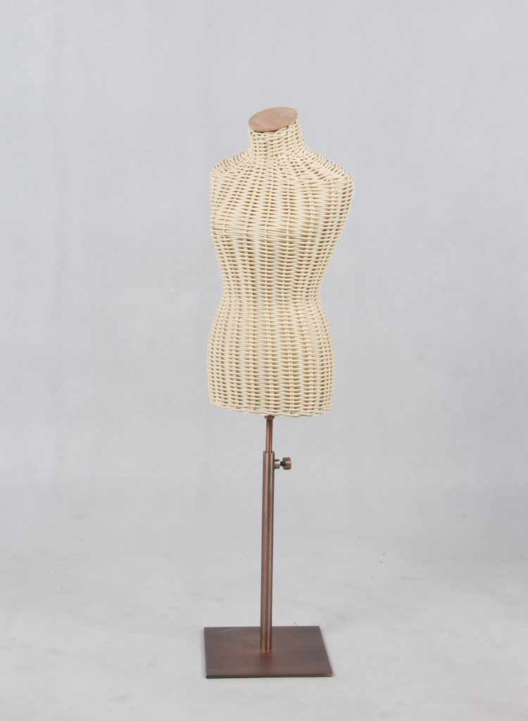 Fashion designer window display rattan-weaved bust form necklace display jewelry mannequins