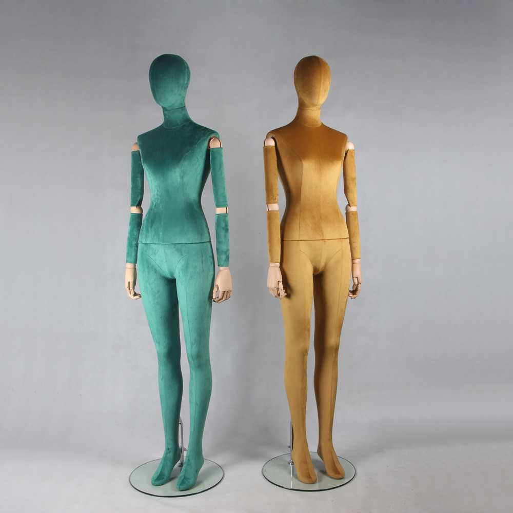 2022 Fashion Fabric covered Velvet wrapped Male Dummy Models Female Full Body Dress Form Mannequins with Articulated arms