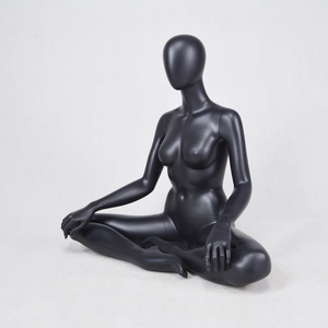 Fashion Design Fiberglass Sitting Female Black Full Body Sports Yoga Mannequin