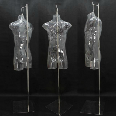 Fashion Dummy Model Plastic Transparent Upper Form Underwear male Body bust Mannequin Torso for Lingerie Clothing