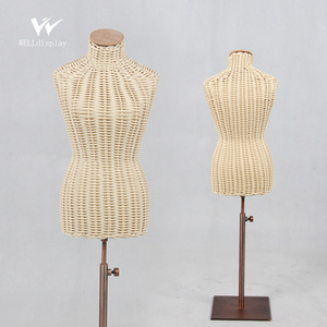 Fashion designer window display rattan-weaved bust form necklace display jewelry mannequins