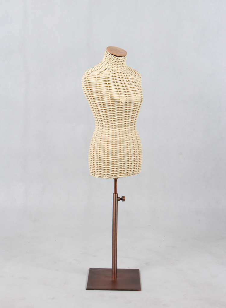 Fashion designer window display rattan-weaved bust form necklace display jewelry mannequins