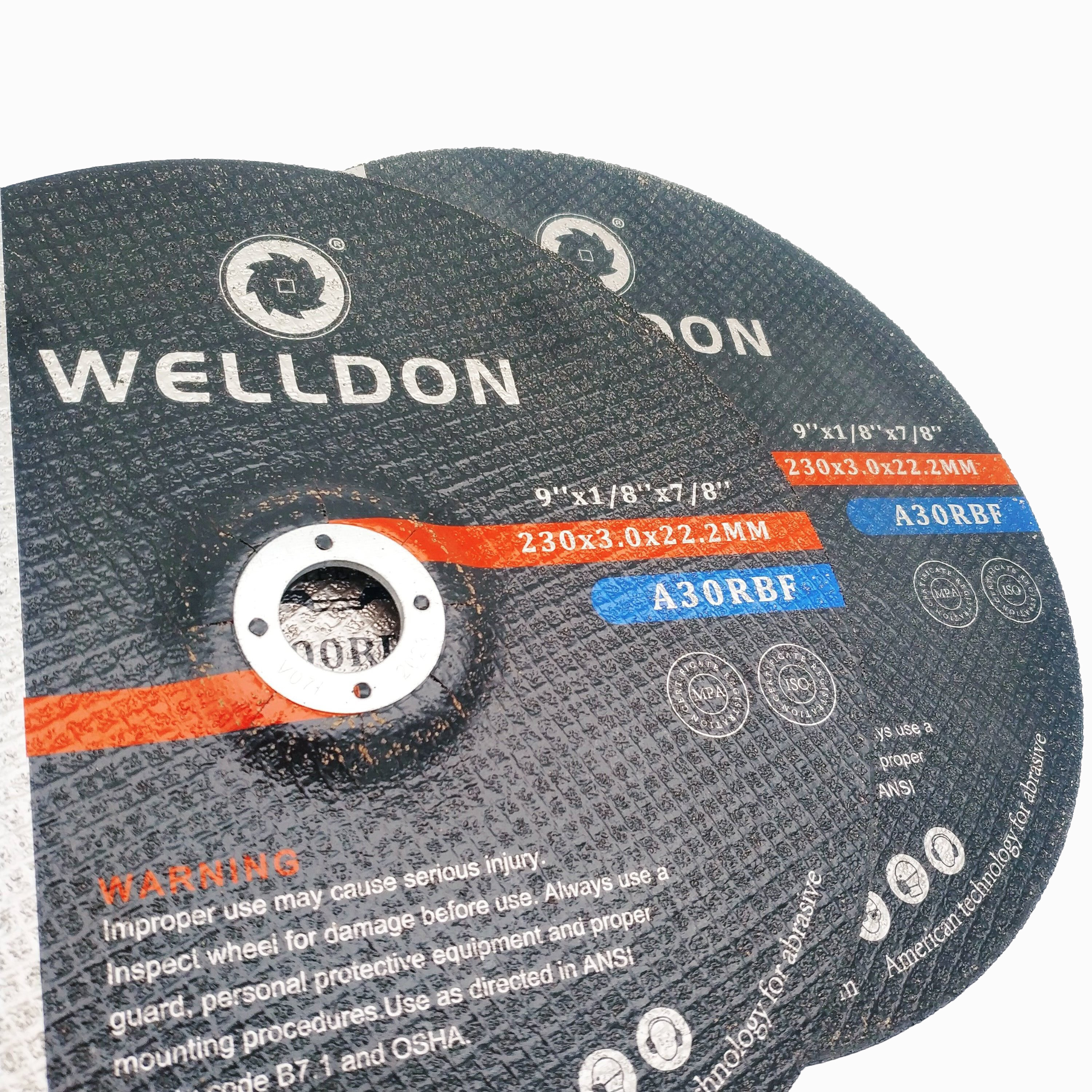 Welldon 230X3X22.2Mm Discos De Corte Del 9 Inch Cutting Disc Steel Disks Off Wheel Metal 9 