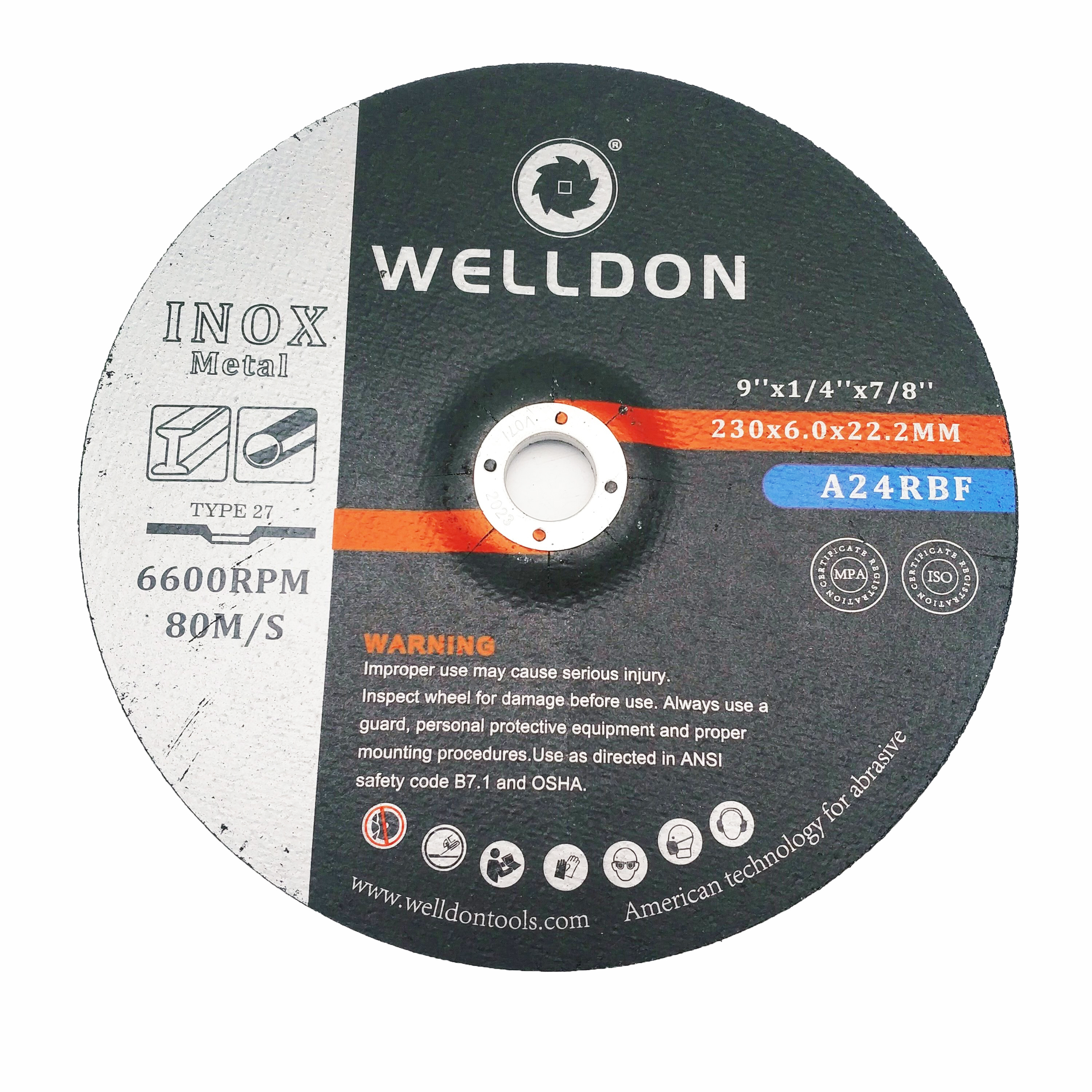 Welldon 230X3X22.2Mm Discos De Corte Del 9 Inch Cutting Disc Steel Disks Off Wheel Metal 9 