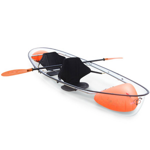 3m Transparent Kayak Plastic Boat Sit on Top Canoe Clear Kayak with Paddle Cushion