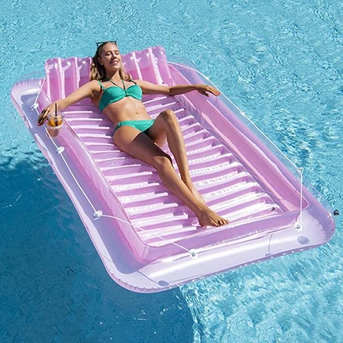 Inflatable Pool Floats Boat for Adults Blow Up Tanning Pool Raft Tub with Inflatable Pillow for Family Outdoor