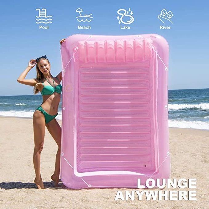 Inflatable Pool Floats Boat for Adults Blow Up Tanning Pool Raft Tub with Inflatable Pillow for Family Outdoor