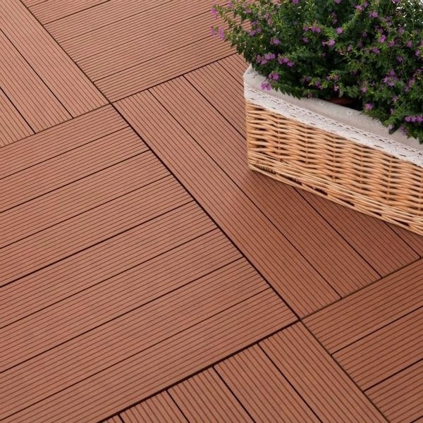 Balcony Terrace Floor Tile Teak Color Walnut Color White Charcoal Easy To Install Waterproof Anti-UV Composite Deck