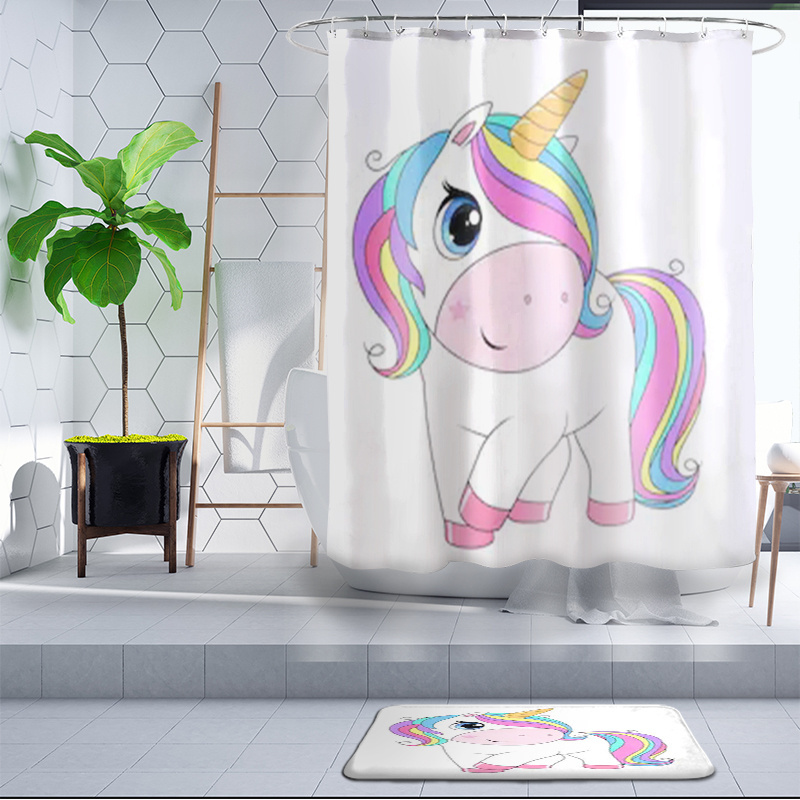 unicorn shower curtain bath curtain  polyester  waterproof mildew resistant antimicrobia unicorn curtains for bathroom