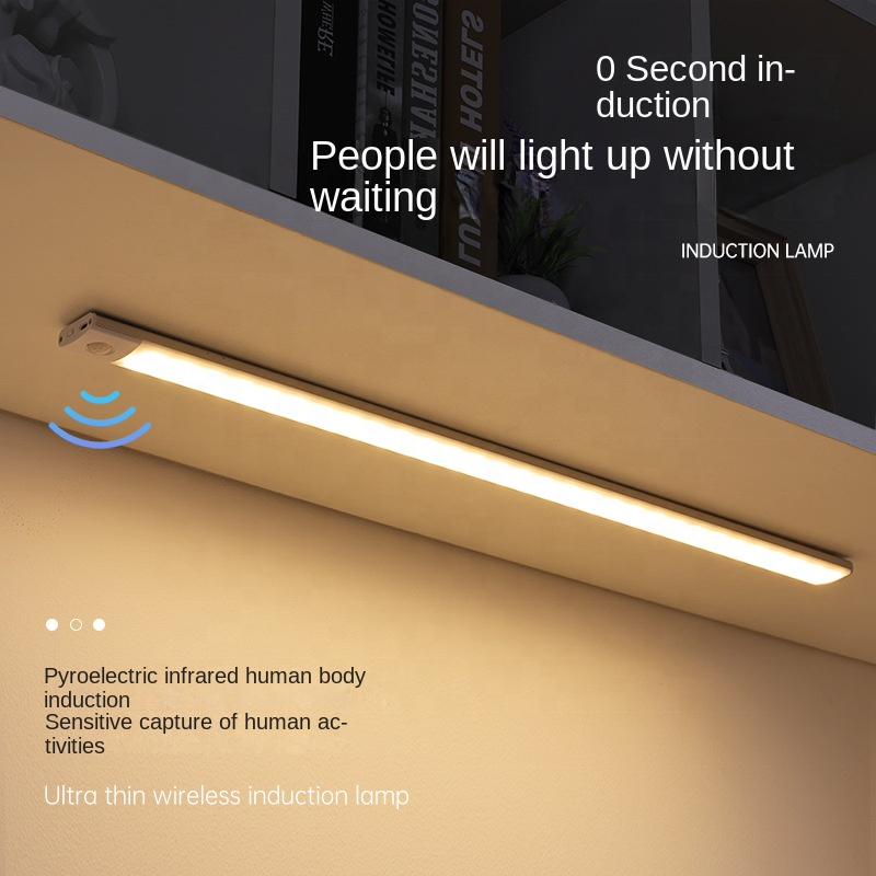 New LED Night Light 10/20/30/40/60CM Motion Sensor Ultra Thin Wireless Cabinet Night Light Wardrobe Kitchen Cabinet Night Light