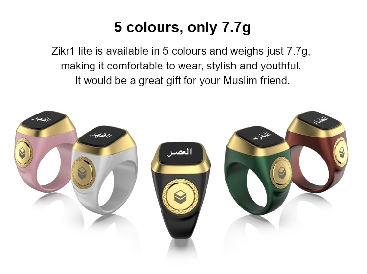 Azan Rind Zikr Ring Plastic Counter Muslim Smart Ring With Online Azan Clock ...