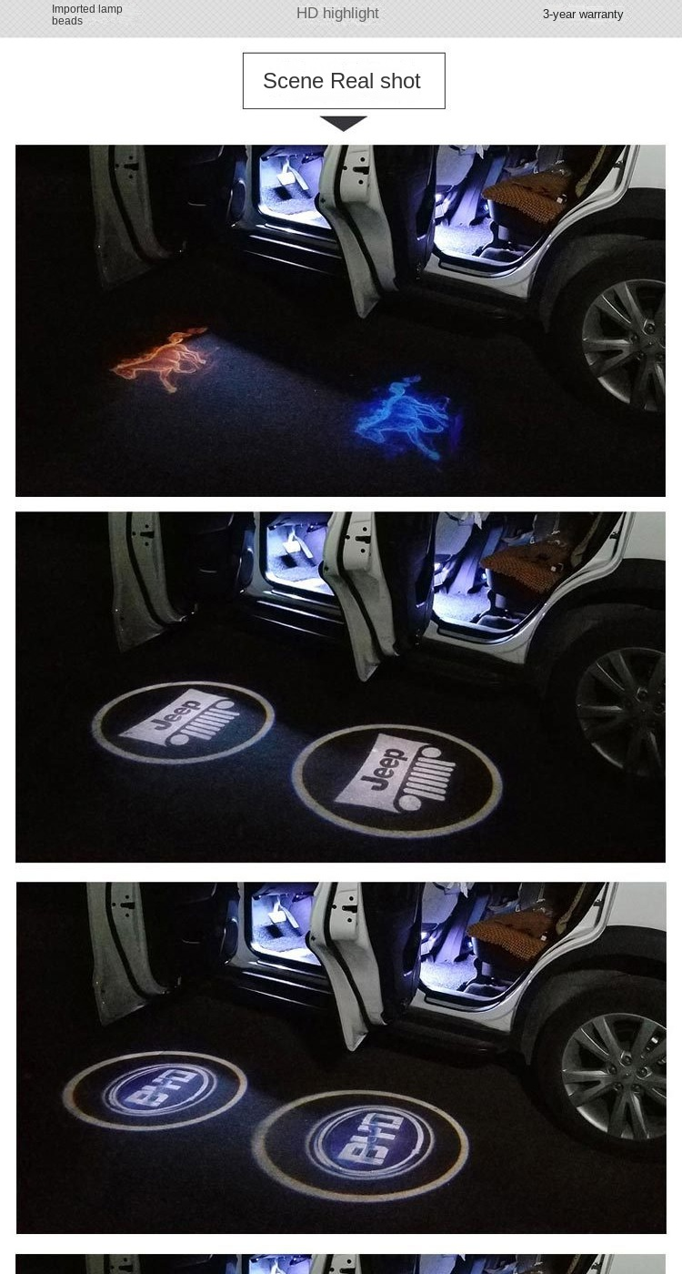 Car Accessories/Hot sale 12V led car door light, wireless led door courtesy light with car logo customized projector