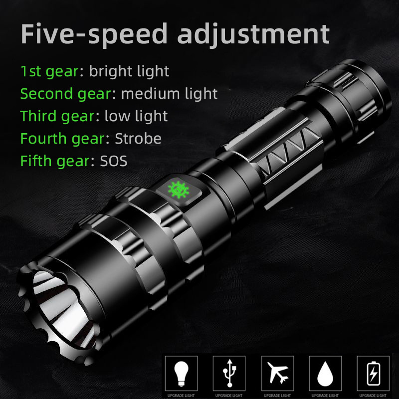 Powerful 10W 5 Modes Waterproof Outdoor Camping Flash Light LED USB Rechargeable Tactical Torch Flashlights