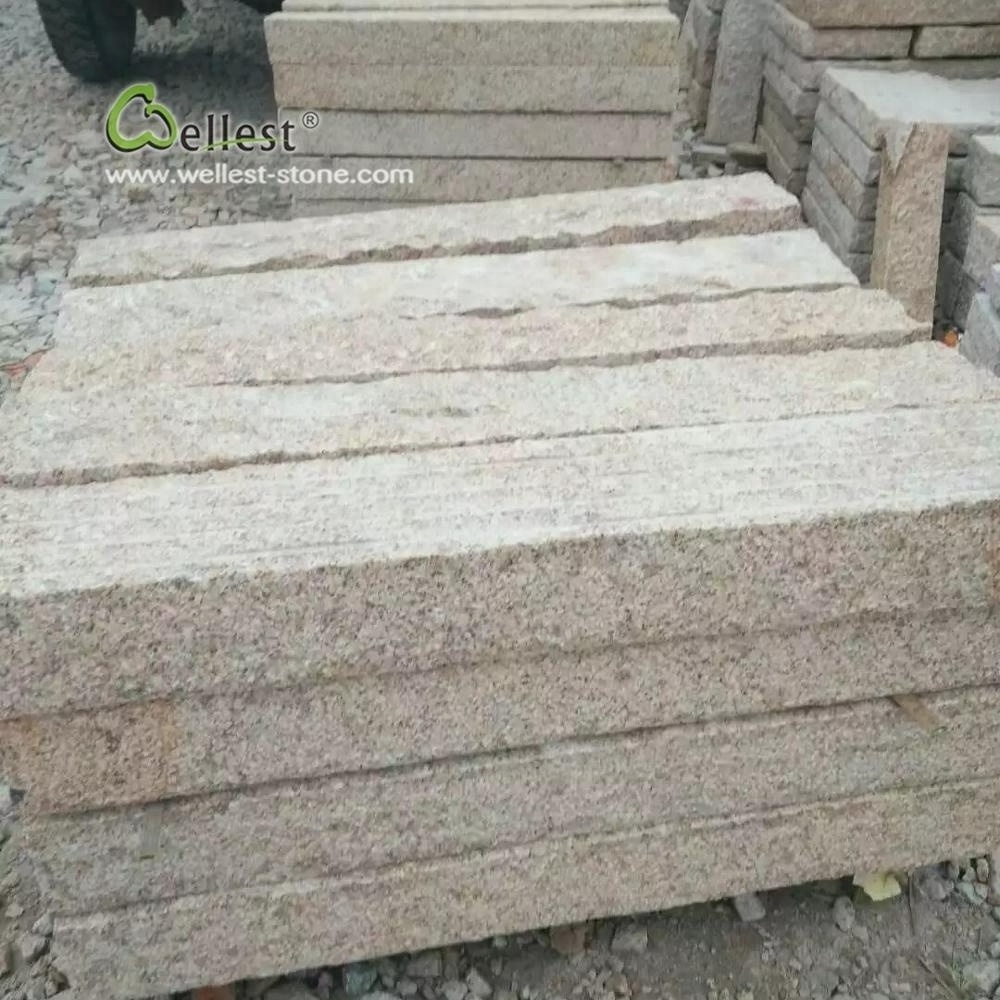 Rough picked g682 yellow granite kerbstone, granite palisade for wall fence